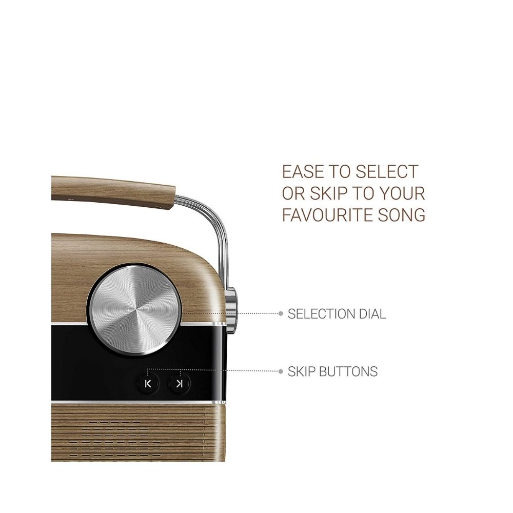 Saregama Carvaan Hindi - Portable Music Player with 5000 Preloaded Songs FMBTAUXM Walnut Brown - Without App