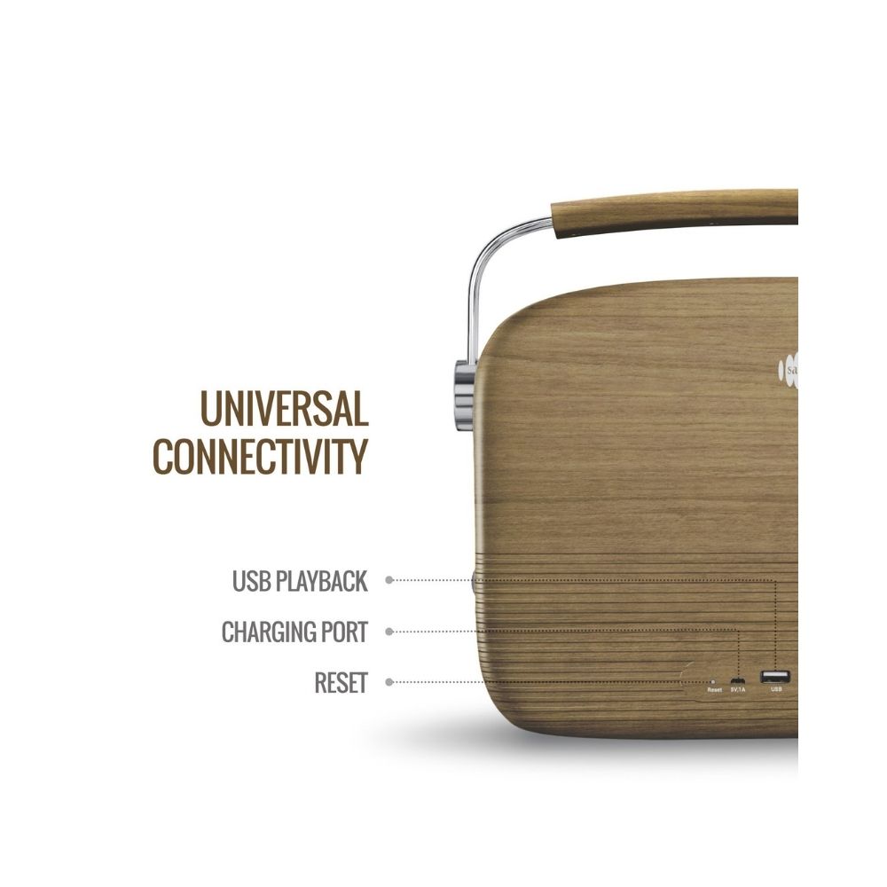 Saregama Carvaan Hindi - Portable Music Player with 5000 Preloaded Songs FMBTAUXM Walnut Brown - Without App