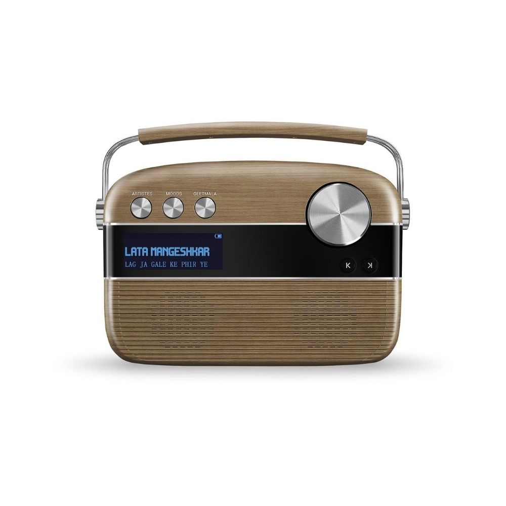 Saregama Carvaan Hindi - Portable Music Player with 5000 Preloaded Songs FMBTAUXM Walnut Brown - Without App