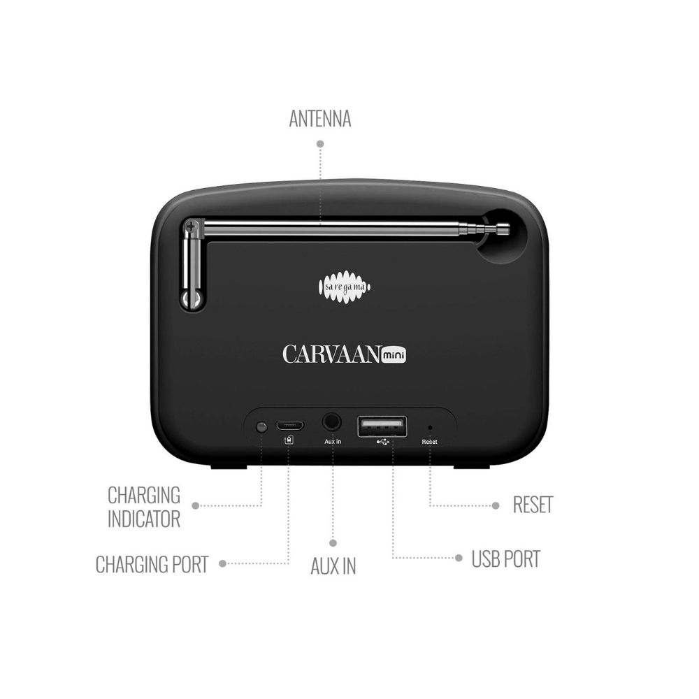 Saregama Carvaan Mini Hindi 20- Music Player with BluetoothFMAMAUX Moonlight Black