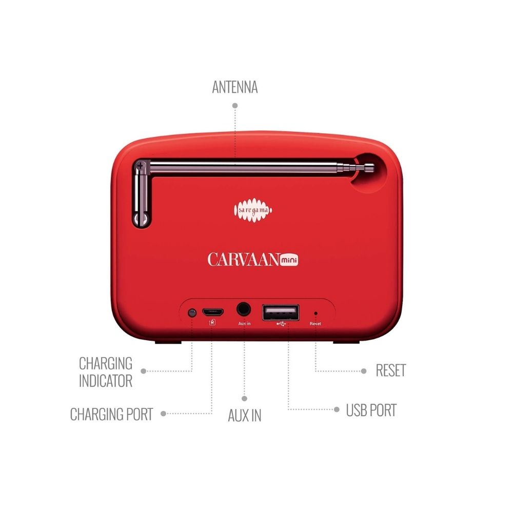 Saregama Carvaan Mini Hindi 20- Music Player with BluetoothFMAMAUX Sunset Red