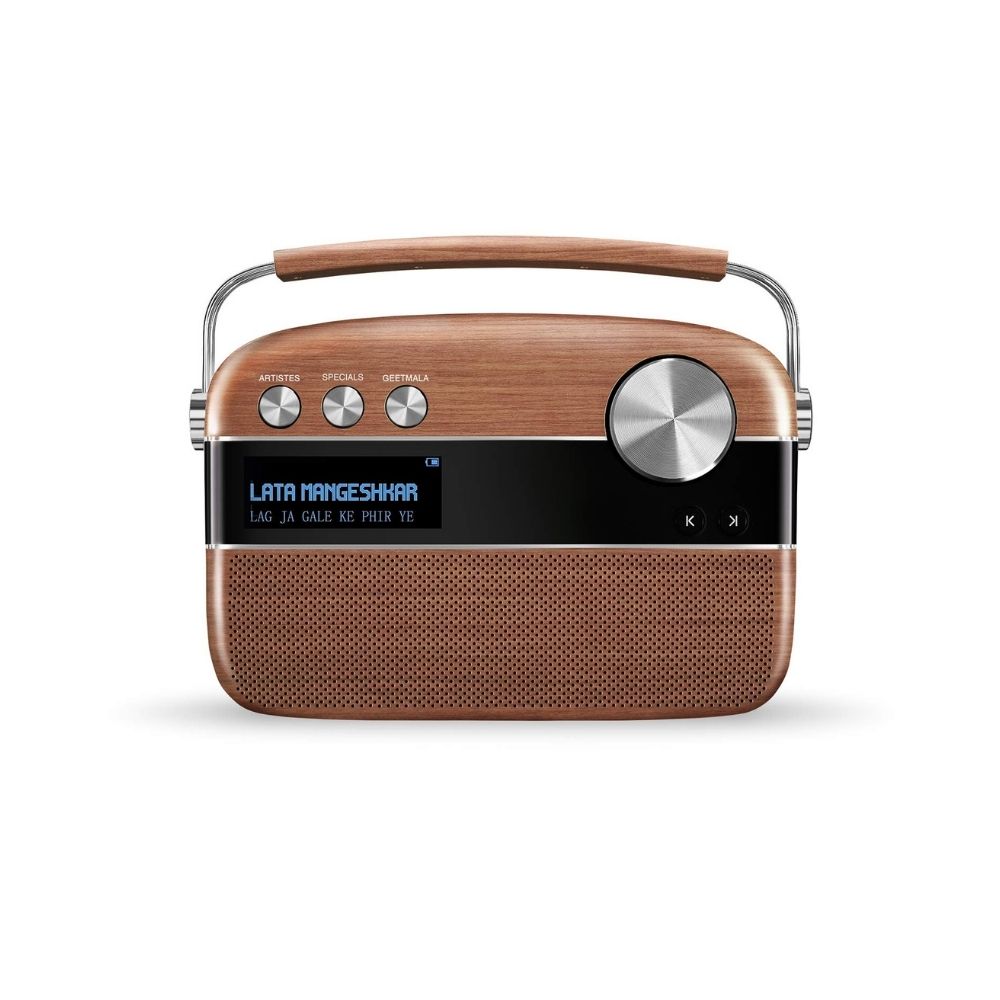 Saregama Carvaan Premium- Portable Music Player with 5000 Preloaded Songs FMBTAUX-Oakwood Brown