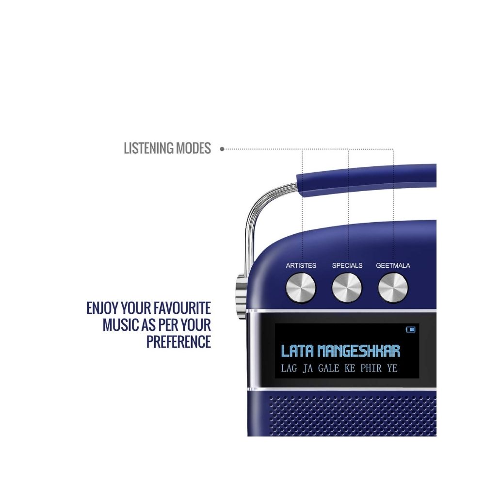 Saregama Carvaan Premium Hindi - Portable Music Player with 5000 Preloaded Songs FMBTAUX-Royal Blue