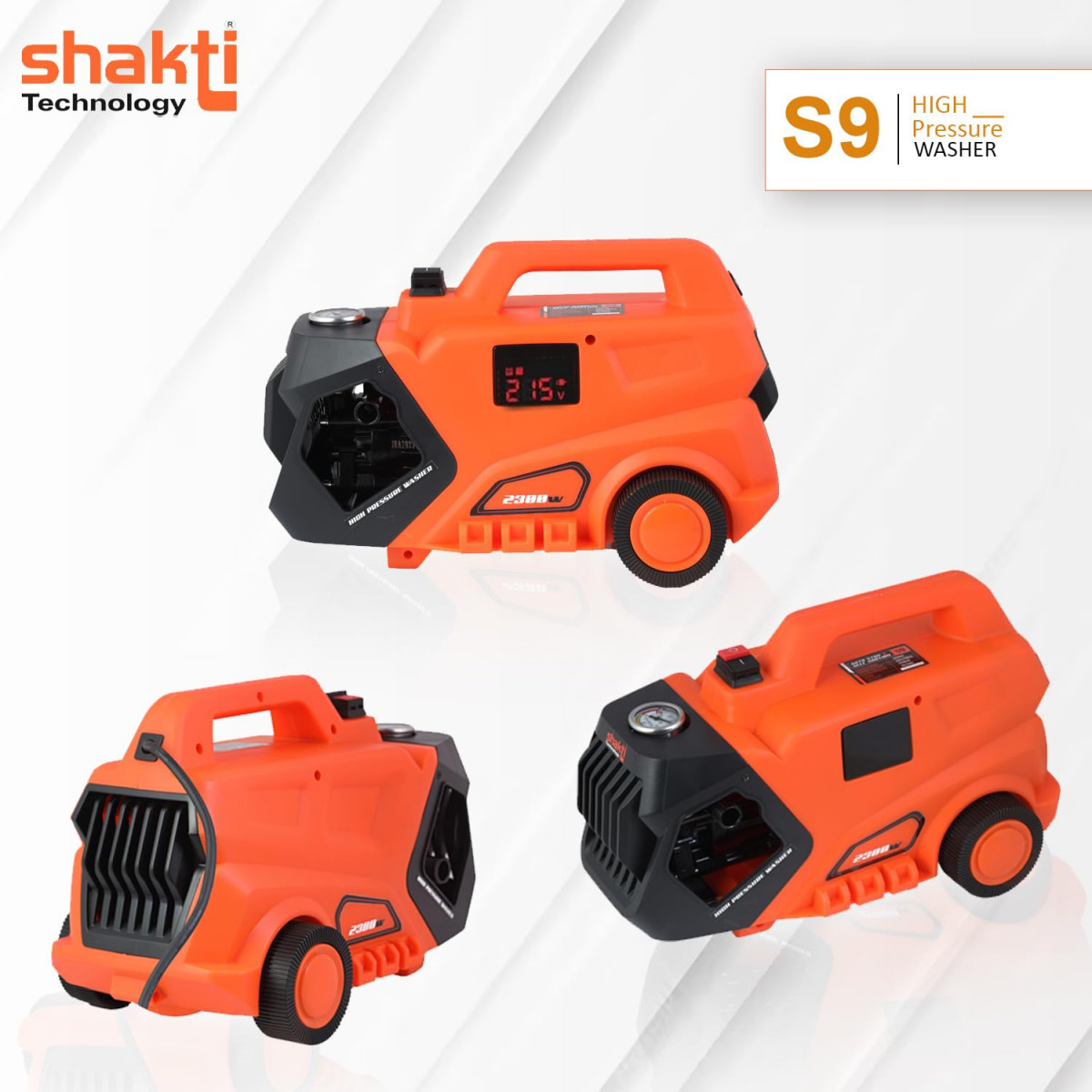 Shakti Technology S9 High Pressure Car Washer Machine with Copper Winding 2300 Watts and Pressure 150 Bar for Cleaning Car Bike  Home Digital Display