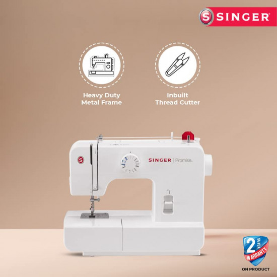 Singer Promise 1408 Automatic Zig-Zag Electric Sewing Machine 8 Built-in Stitches 24 Stitches Functions White Metal Frame