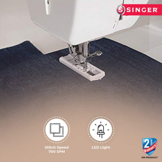 Singer Promise 1408 Automatic Zig-Zag Electric Sewing Machine 8 Built-in Stitches 24 Stitches Functions White Metal Frame