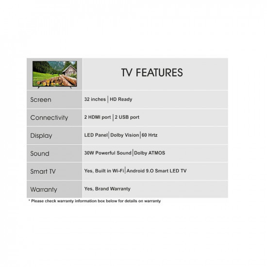 SKYWALL 8128 cm 32 inches HD Ready Smart LED TV 32SWELS-PRO Black