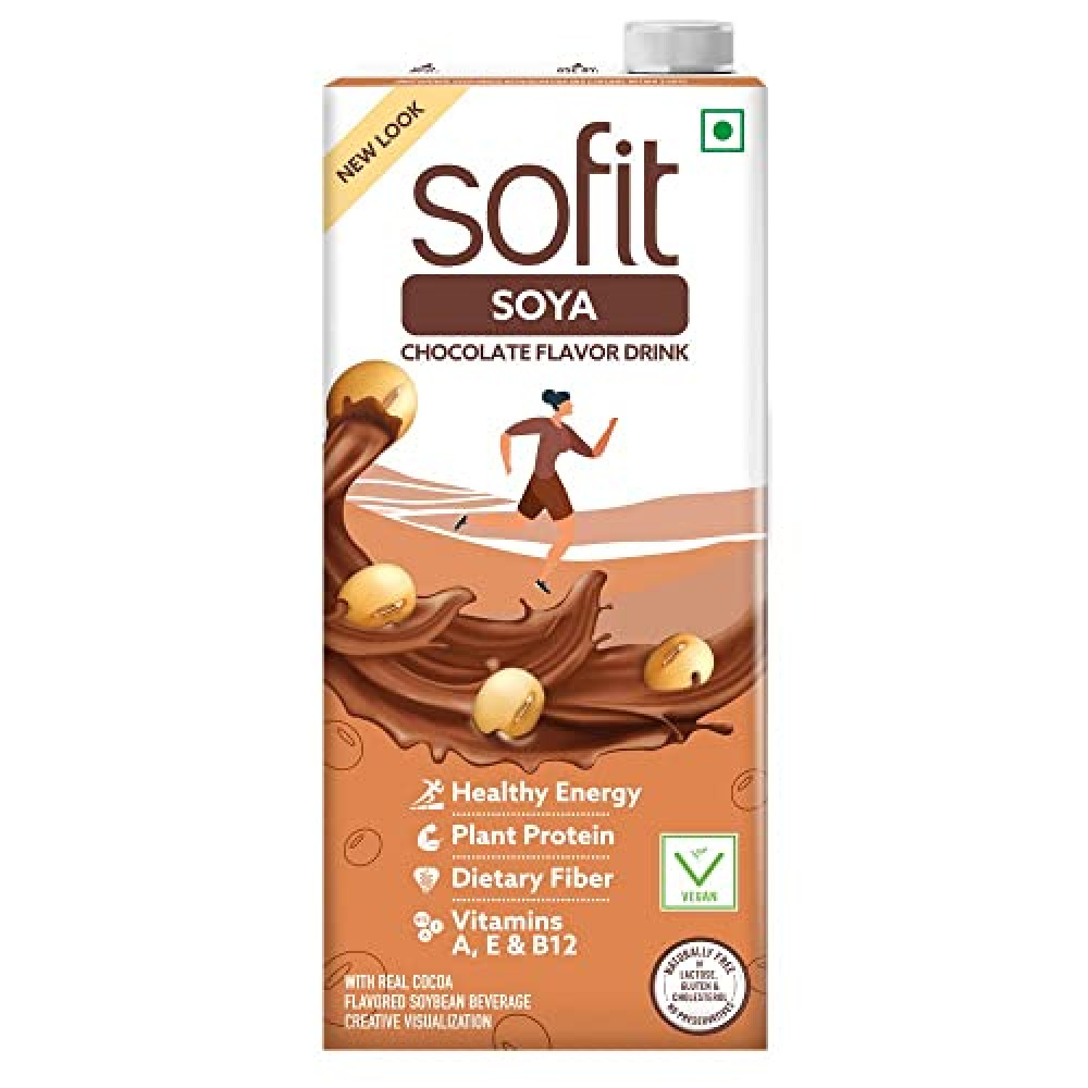 Sofit Soya Drink Chocolate flavored, 1000ml| Vegan Drink |Enriched with Goodness of/ Source of plant protein, dietary fibers, vitamins and calcium | Naturally Lactose Free | Naturally Gluten Free | Preservatives Free