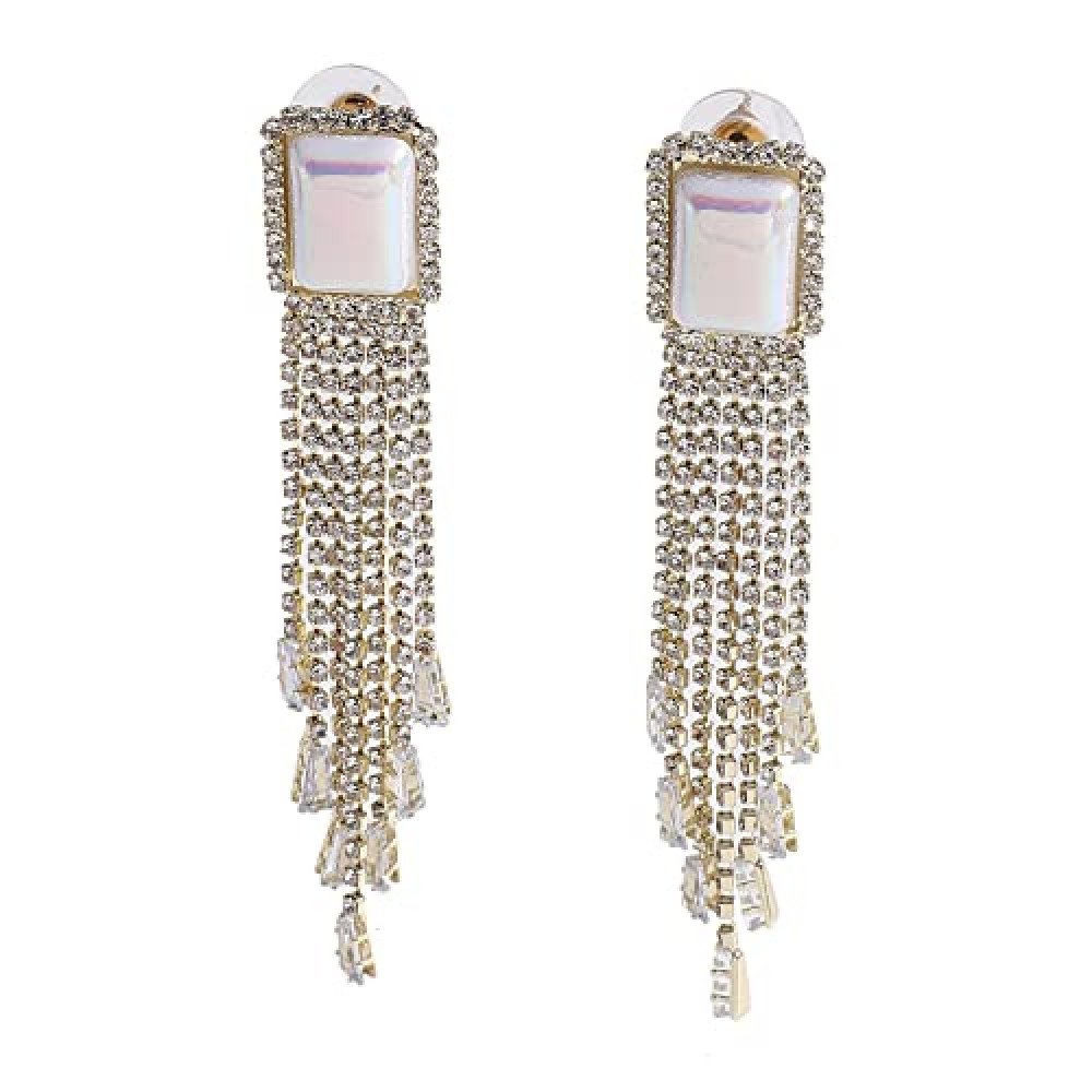 Priyaasi Contemporary American Diamond Earrings for Women | Stylish Drop  Earrings in Round Halo Design | Silver-Plated | Modern Elegant Women  Jewellery : Amazon.in: Jewellery
