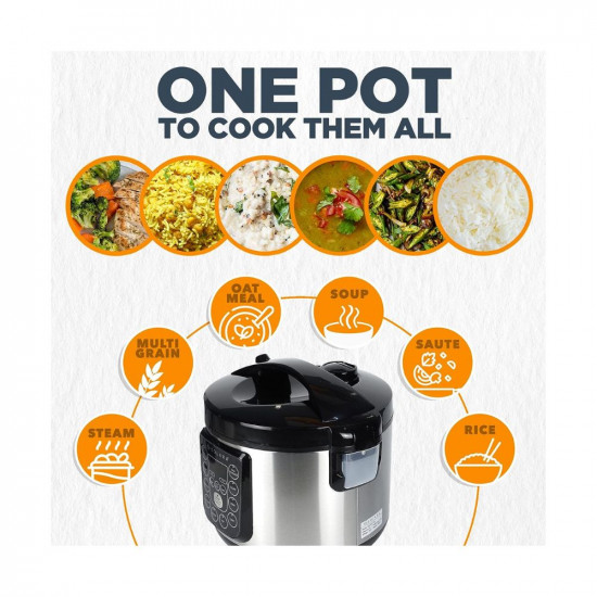 SOLARA Electric Rice Cooker - Cool Touch MultiPurpose Cooker and Food Steamer  Digital Rice Cooker  4 Cups 8 Cups Cooked with Steam  Rinse Basket  Stainless Steel Silver