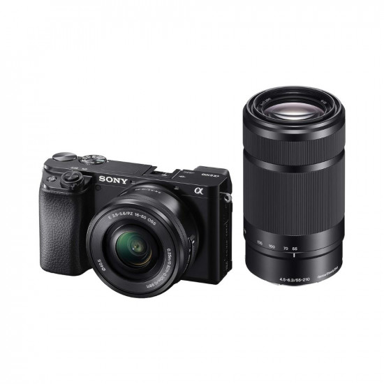 Sony Alpha ILCE-6100Y 242 MP Mirrorless Digital SLR Camera with 16-50 mm and 55-210 mm Zoom Lenses APS-C Sensor Fast Auto FocusReal-time Eye AFReal-time TrackingVlogging  Tiltable ScreenBlack