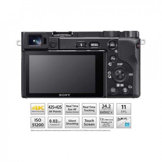 Sony Alpha ILCE-6100Y 242 MP Mirrorless Digital SLR Camera with 16-50 mm and 55-210 mm Zoom Lenses APS-C Sensor Fast Auto FocusReal-time Eye AFReal-time TrackingVlogging  Tiltable ScreenBlack