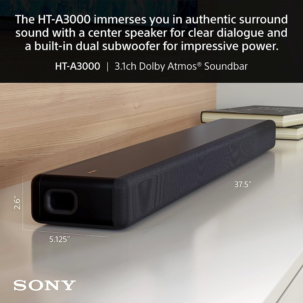 Sony HT-A3000 A Series Premium Soundbar 31Ch 360 Spatial Sound Mapping Soundbar For Surround Sound Home Theatre System With Dolby AtmosDTSX360RABTHDMI eArcOpticalAlexaSpotifyBlack