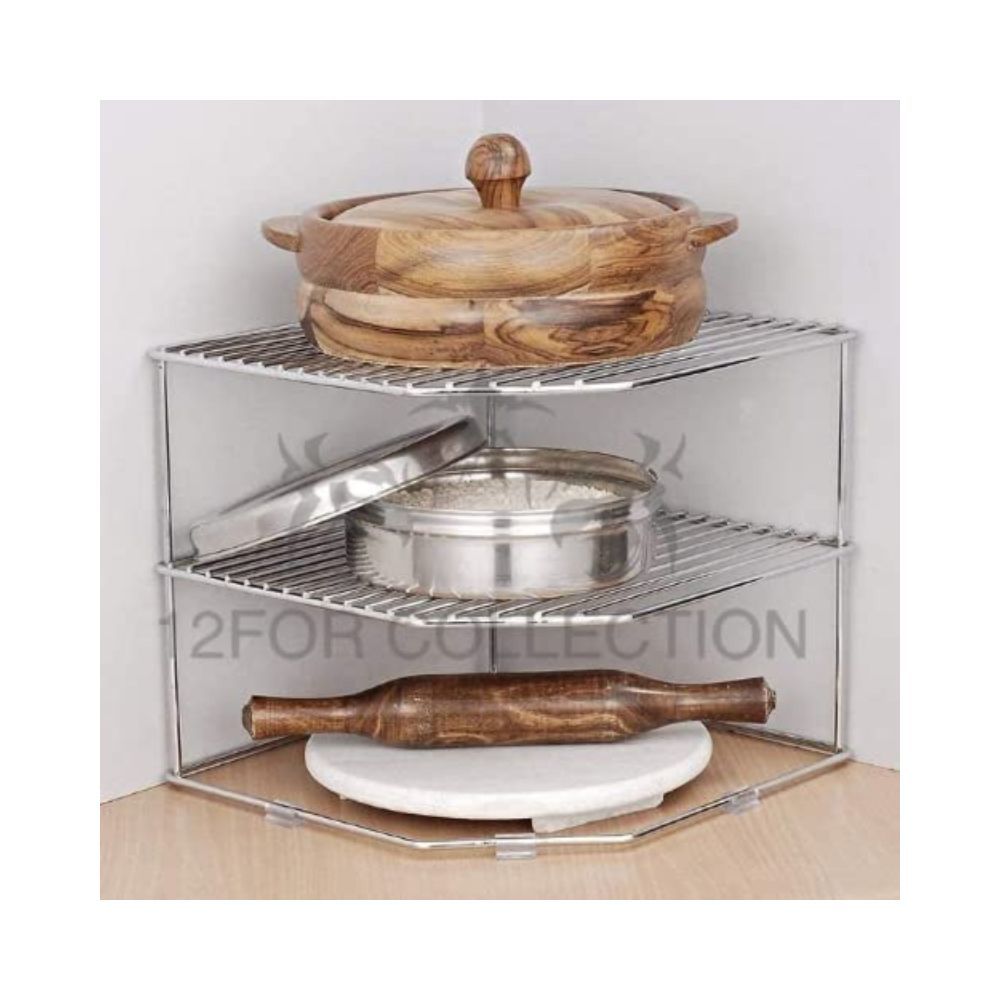 Stainless Steel 3-Tier Storage Rack for Corners (Silver)