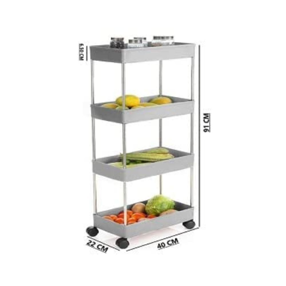 Stainless Steel Fruit & Vegetable Stand Kitchen Trolley (4 XL, GRAY)