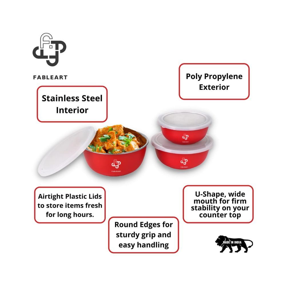 Stainless Steel Kitchen Food Storage (Red)
