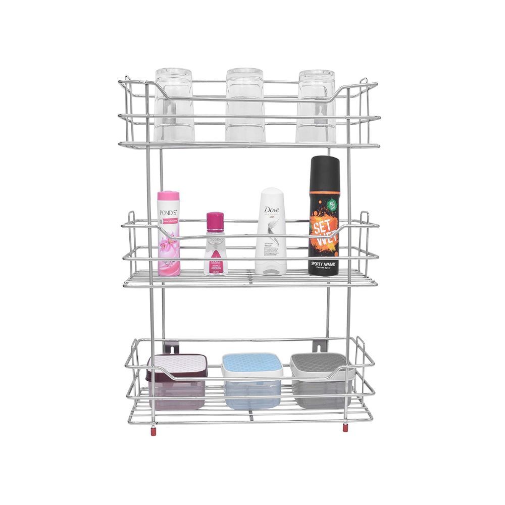 Stainless Steel Multipurpose 3 Tier Kitchen Rack/Storage Shelf (Silver)