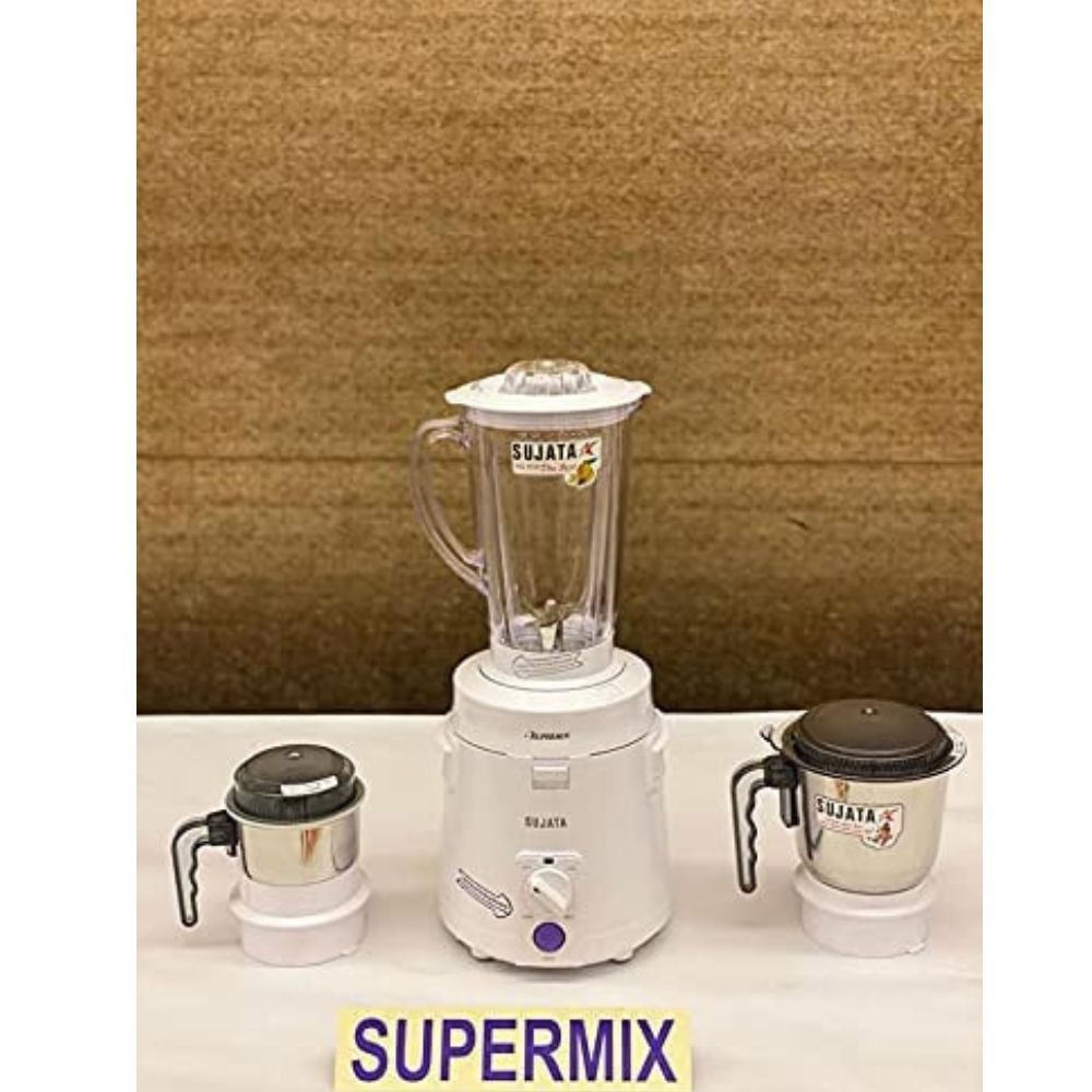 Sujata Supermix, Mixer Grinder, 900 Watts, 3 Jars (White)