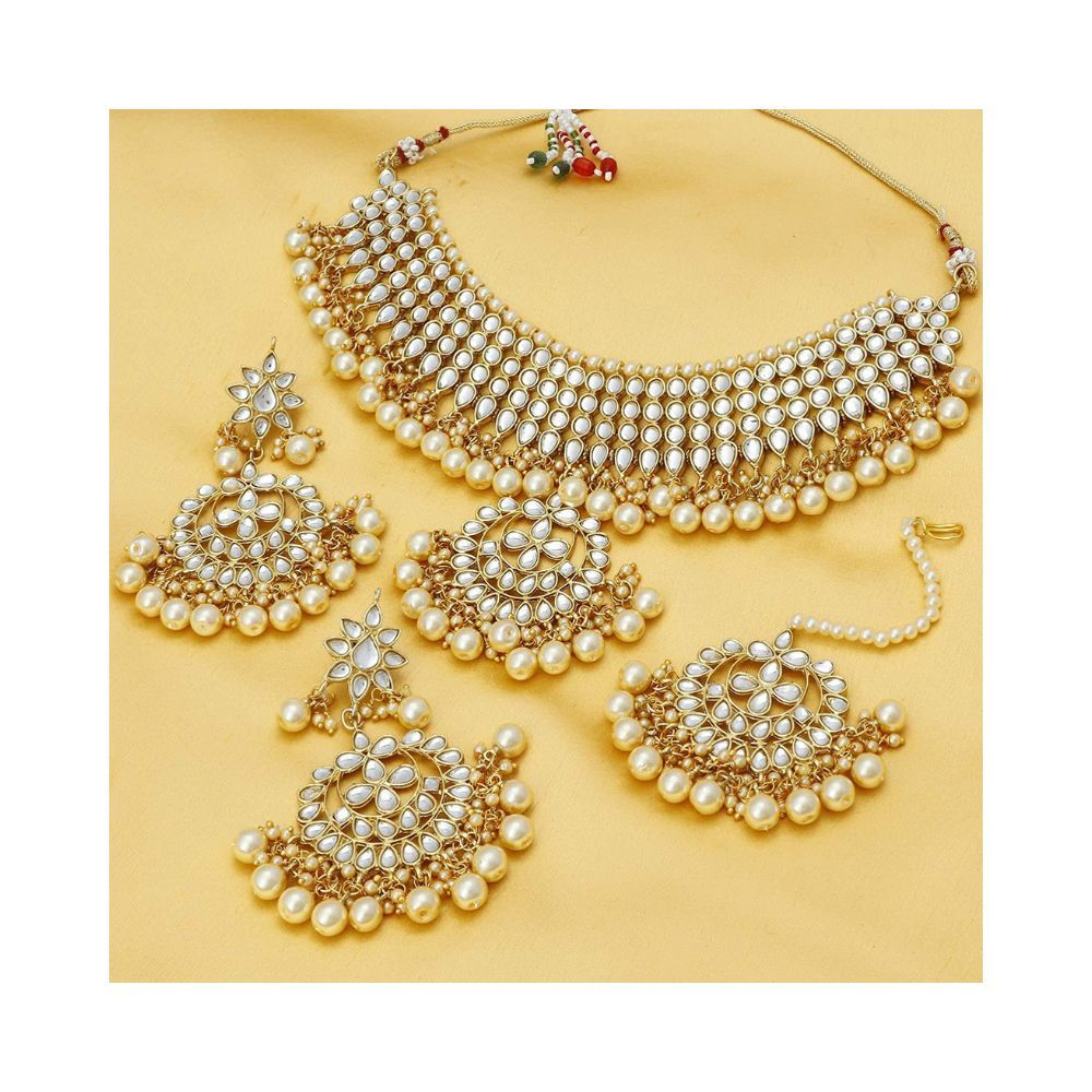 Buy I Jewels 18K Gold Plated Traditional Kundan & Pearl Studded Choker  Necklace Set For Women/Girls (K7213W) Online at Best Prices in India -  JioMart.