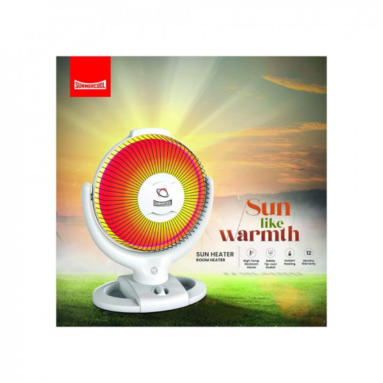 SUMMERCOOL Sun Heater 12 Room Heater 800W Carbon Room Heater with ISI Approved (White) | Perfect For Extreme Cold Winter | 1 Year Warranty