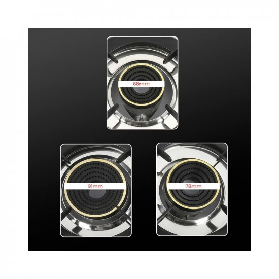 Sunshine Falcon Ultra Slim Stainless Steel Cooktop ISI Certified Manual Ignition 3 Burner Gas Stove 2 Years General Warranty