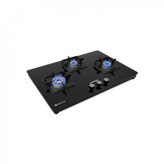 Sunshine Slimmest Magnite 3 Burner Glass Hob Top Cooktop Manual Ignition  ISI Certified  2 Years General Warranty Burner Gas Valve and Glass - 5 Years