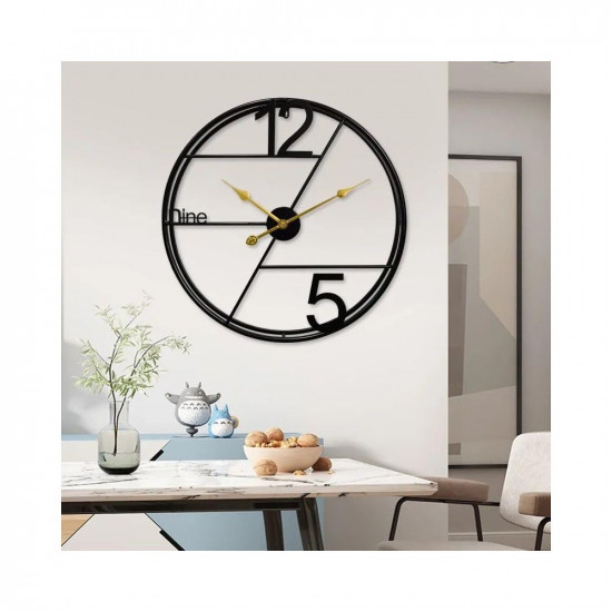SUNVALLEY 24inch Metal Wall Clock Decorative Iron Metal Hanging Wall Clock for Home/Living Room/Bedroom/Hall/Dining Hall [24inch] (Black