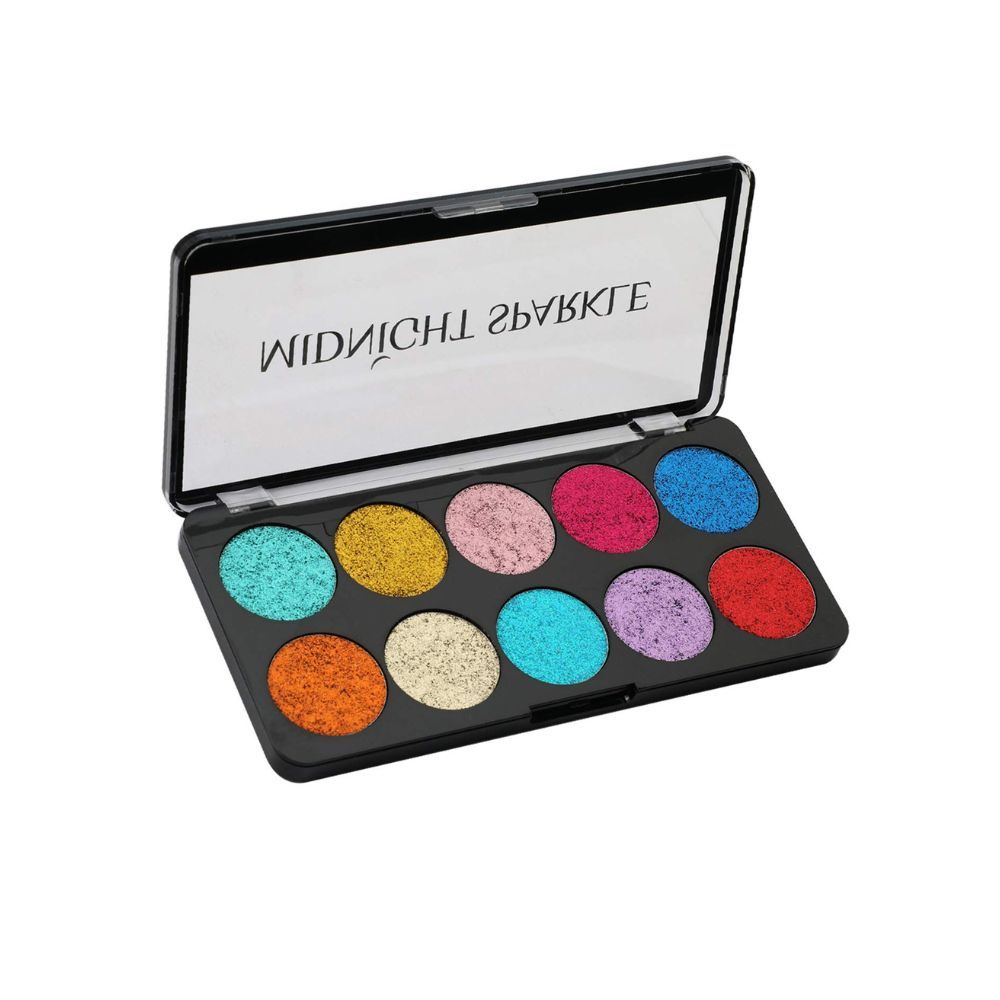 Swiss Beauty Glitter 10 Color Eyeshadow Palette (Midnight Sparkle), Eye Makeup, Multicolor-01, 10G