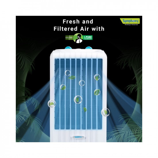 Symphony Diet 35T Personal Tower Air Cooler For Home with Honeycomb Pad, Powerful Blower, i-Pure Technology and Low Power Consumption (35L, White)