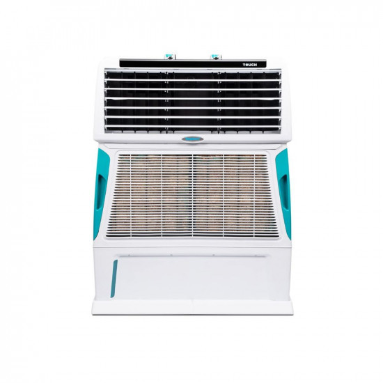 Symphony Touch 55 Personal Air Cooler For Home with 4-Side Aspen Pads Powerful Double Blowers and Closable Louvers 55L White
