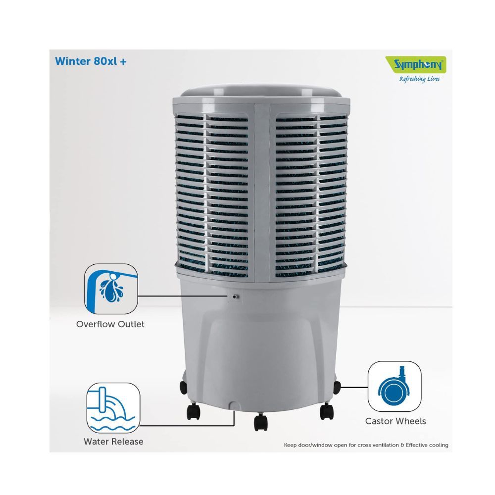 Symphony Winter 80XL+ Desert Air Cooler for Home with 4-Side Honeycomb Pads