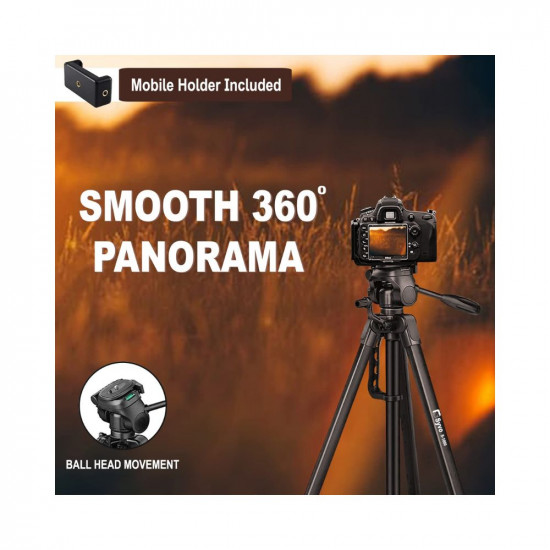 Syvo S -1000 PRO 67 Inch (170CM) Tripod for DSLR, Camera | Operating Height: 5.57 Feet| Maximum Load Capacity up to 5kg | Portable Lightweight Aluminum Tripod 360 Degree Ball Head | Carry Bag (Black)