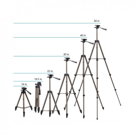 Syvo WT 3130 Aluminum Tripod (133CM), Universal Lightweight Tripod with Mobile Phone Holder Mount & Carry Bag for All Smart Phones, Gopro, Cameras