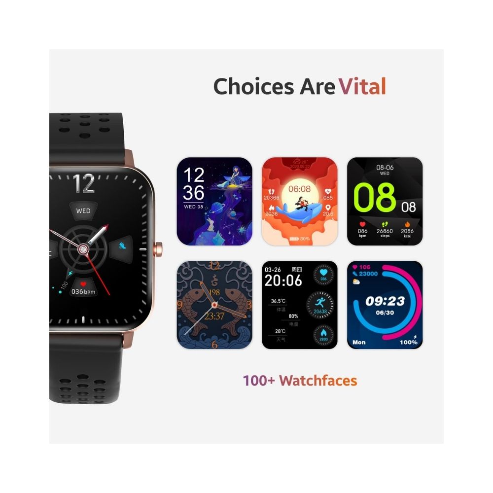 TAGG Verve Sense Smartwatch with 1.70'' Large Display - Carbon Black, Standard