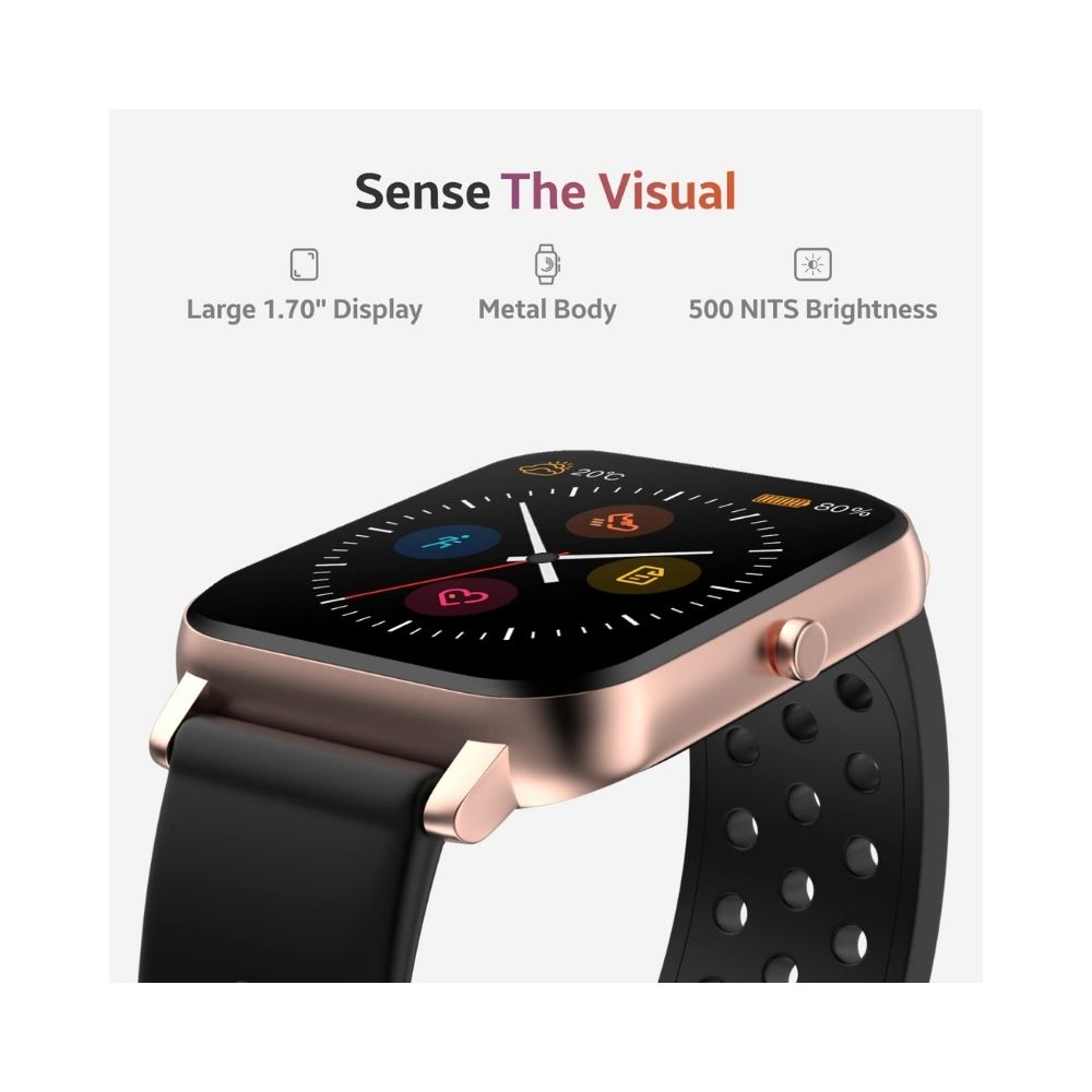 TAGG Verve Sense Smartwatch with 1.70'' Large Display - Carbon Black, Standard