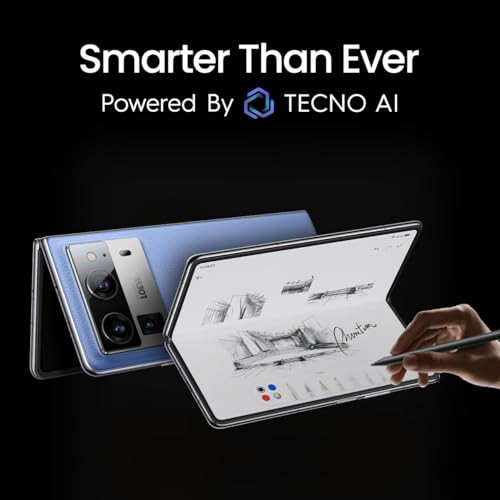 Tecno Phantom V Fold 2 Rippling Blue 12GB512GB  Strongest Fold Ever  Largest Battery in Fold Segment-5750mAh  Segment Largest Display  Rear - Triple 50MP Camera with OIS  70W Fast Charger