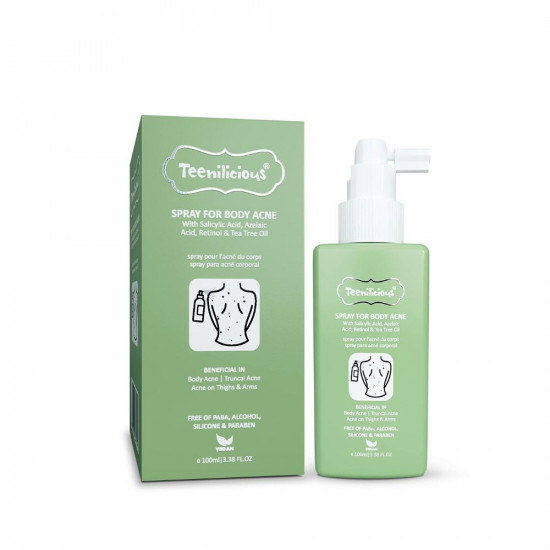 Teenilicious Body Acne Treatment Spray with 2% ww Salicylic Acid | Tea Tree Oil & 1% Retinol