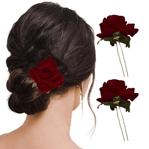 Amira- Red Rose with white accent Floral Bun – Hausofdulhan