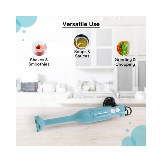 The Better Home FUMATO Turbo 250W Portable Electric Hand Blender  Detachable Stainless Steel Stem  Hand Blender for smoothie  Juices  1 year mfgh Warranty Misty Blue