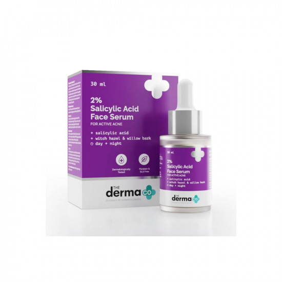 The Derma Co 2% Salicylic Acid Serum with Witch Hazel & Willow Bark for Active Acne - 30 ml