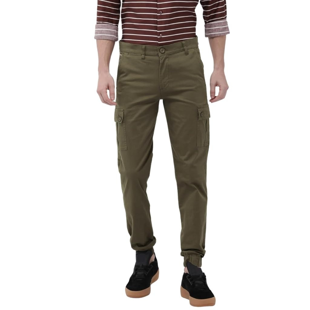Buy The Indian Garage Co Men Taupe Slim Fit Pure Cotton Cargos - Trousers  for Men 20554188 | Myntra