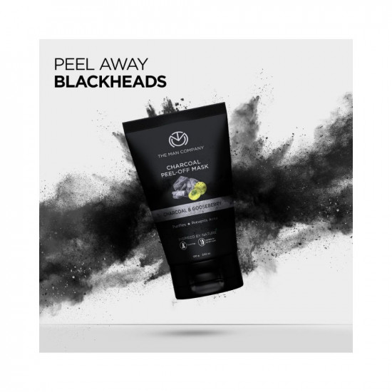The Man Company Activated Charcoal Peel Off Face Mask for Men | Deep Cleansing | Blackhead / Whitehead & Dead Skin Removal | Paraben & Sulphate Free - 100gm