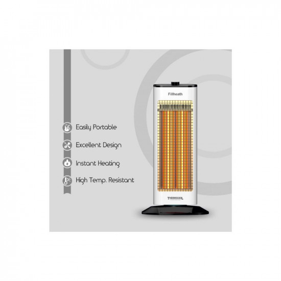 THERMOCOOL Heat Pillar 1500W Room Heater | safety mesh grill | quick heating | rust-free metal grill front | Lightweight for easy portability | placed vertically | 1 Year Warranty (White)