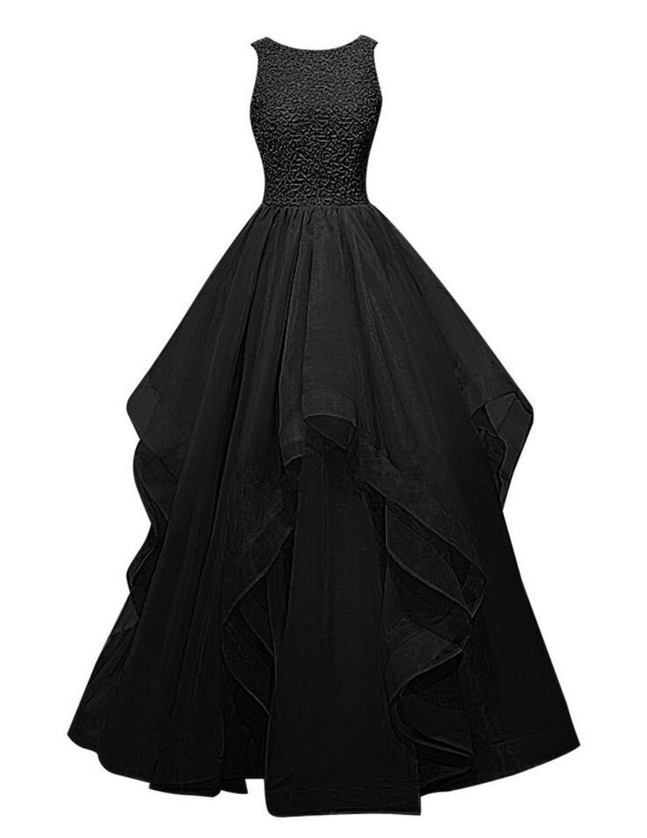 Black Satin Spaghetti Straps A-line Prom Dresses MP793 | Musebridals