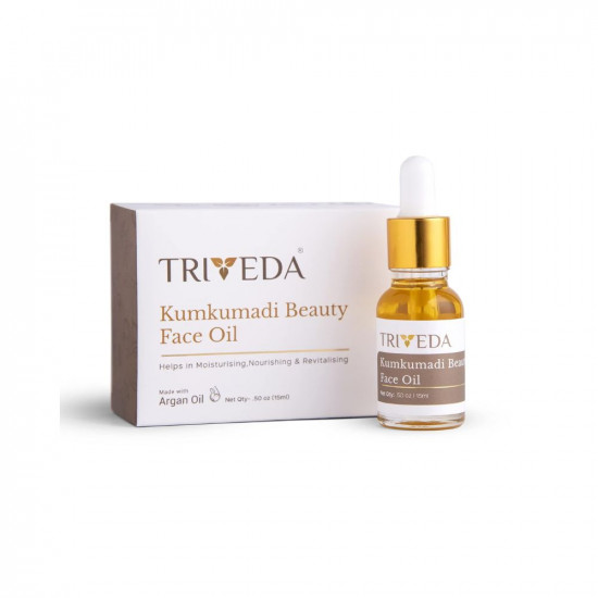 TRIVEDA Kumkumadi Face Oil |15 ml | Made with 21 Ayurvedic herbs | Cold pressed Argan oil and Saffron oil | Helps in Dark spots, Pigmentation, Uneven Skin tone & Dullness