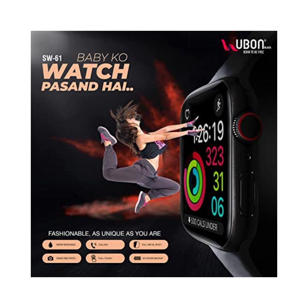 UBON Smart Watch for Men & Women 1.75ÃÂ Full Touch HD Display, Black