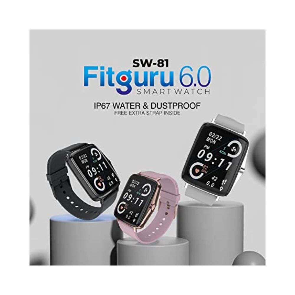 UBON Smart Watch For Men & Women, Fitguru 6.0 with 1.69ÃÂ Full Touch Display, Dust & Water Resistance, Grey