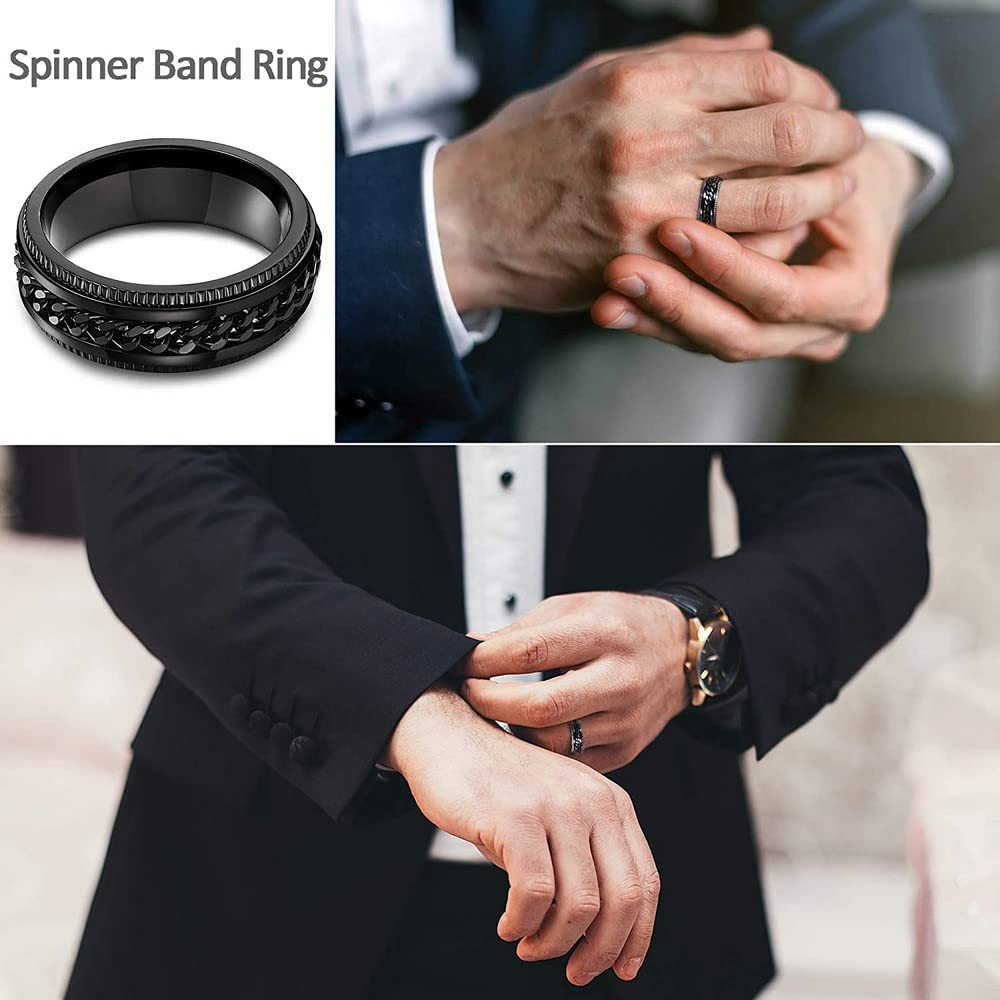 The Explorer Collection Men's Rotating Ring - Black Fidget Rotating Sp –  Mindful Rings