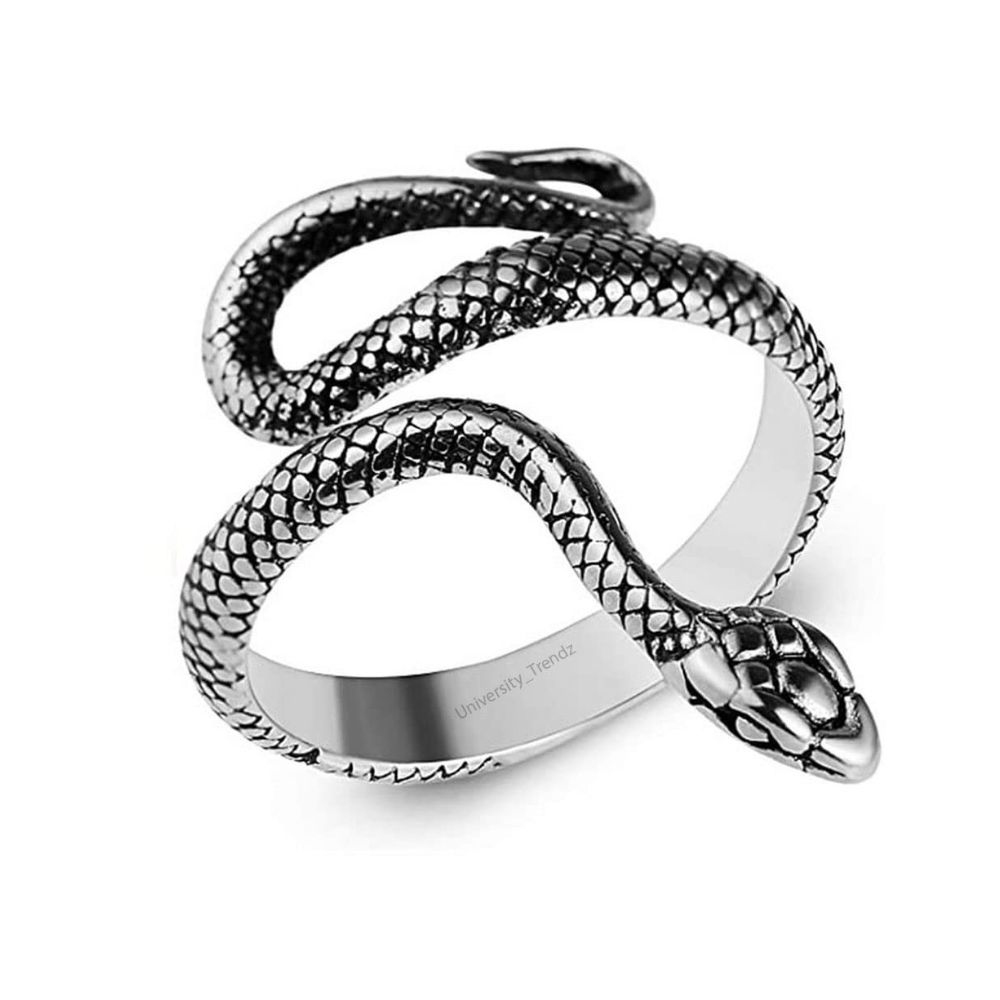 University Trendz Silver Plated Alloy Snake Finger Ring for Men & Women