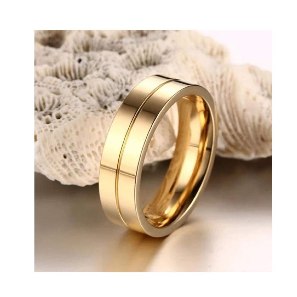 University Trendz Stainless Steel Gold Plated CZ Couple Rings